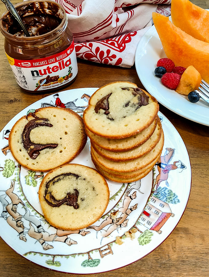 Nutella stuffed pancakes are portable and a great grab and go breakfast