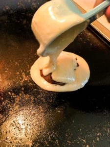 Cooking pancake with nutella