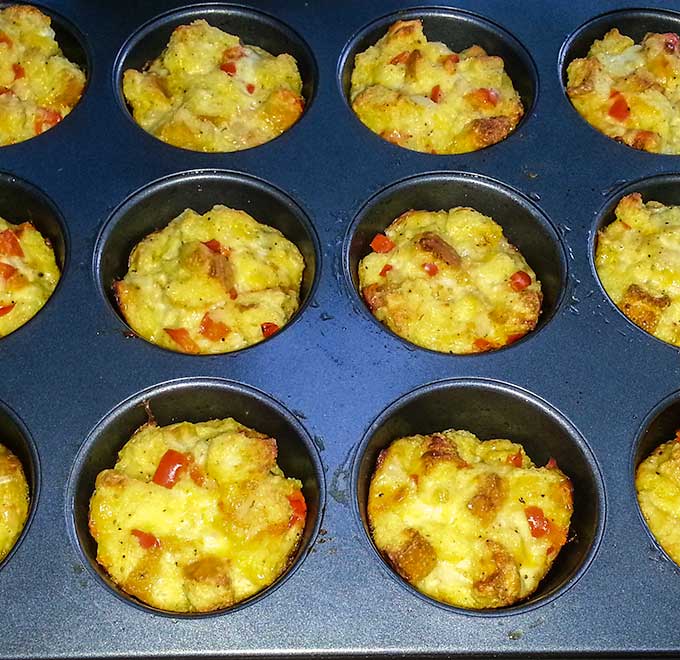 Strata in muffin tin