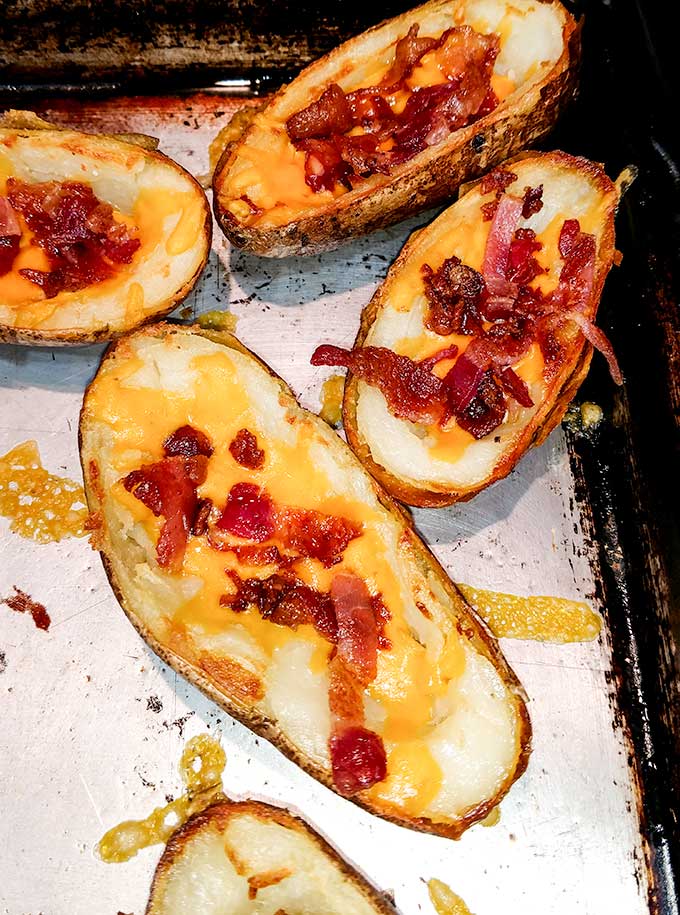 Cheese and bacon potato skins