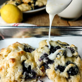 Blueberry muffin top with drizzled glaze