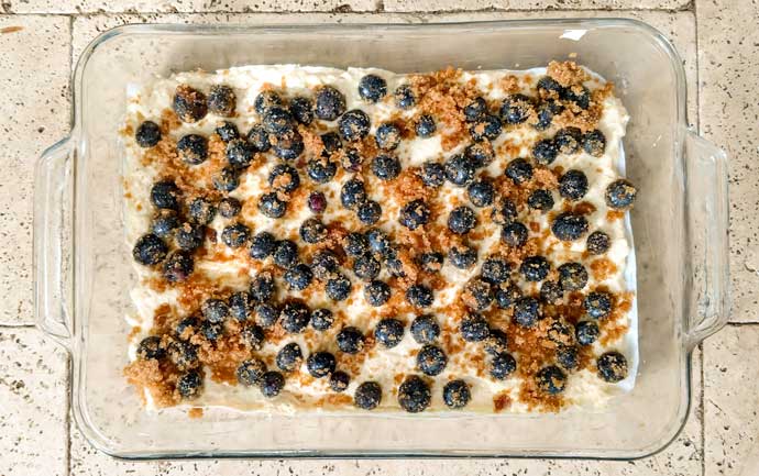 Baked blueberry pancakes before they go into the oven