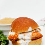 Buffalo chicken sliders recipe with ranch dressing and sides