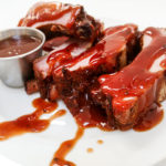 Spareribs sauced on a plate