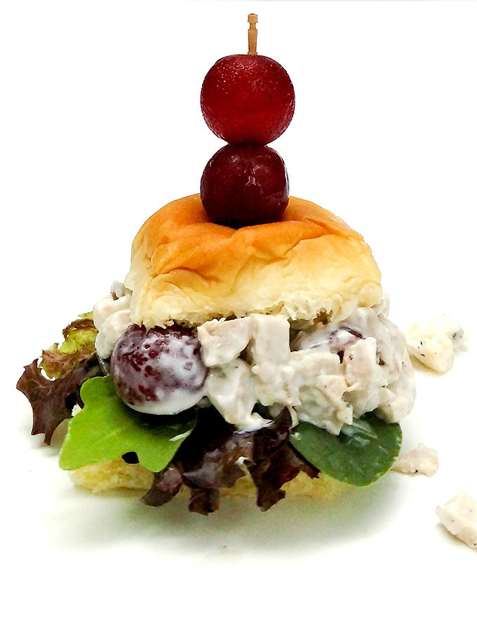 Chicken salad sliders with grapes
