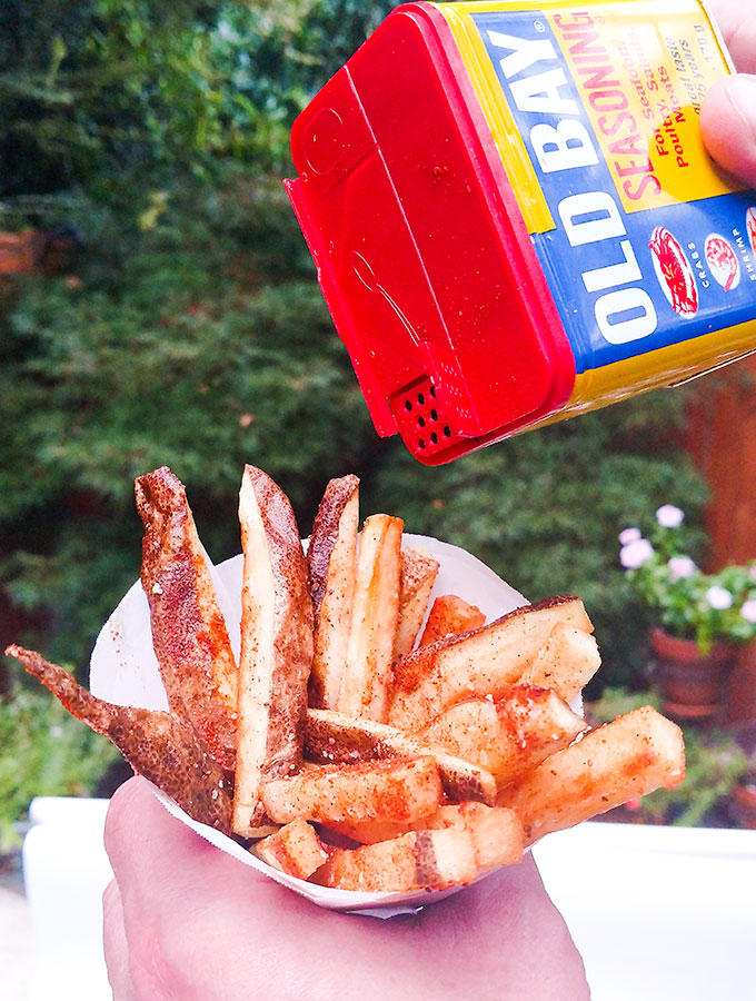 Baked French fries recipe boardwalk style with old bay