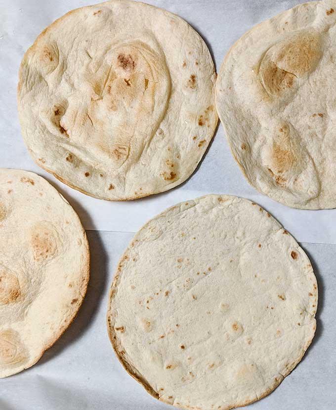 Crisped baked tortillas for Mexican Pizza