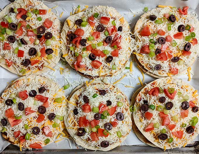 Mexican pizza on baking tray