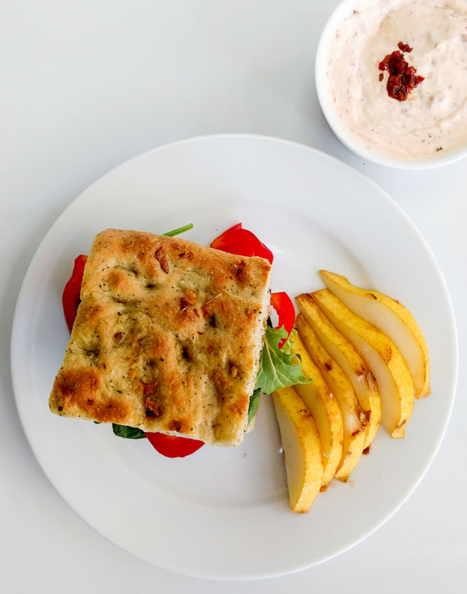 Bread machine focaccia sandwich