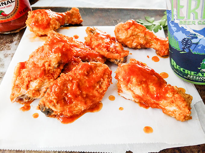Original Buffalo chicken wings recipe from Anchor Bar with beer