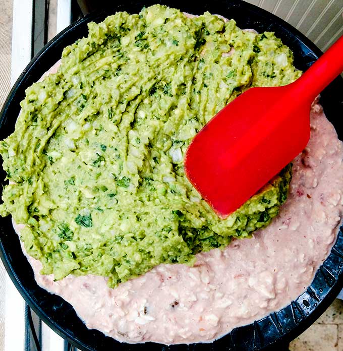 Halloween spider web dip with guacamole