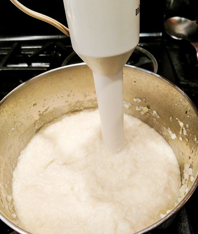 Using stick blender for quick riced cauliflower recipe