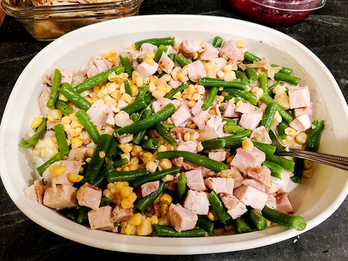 Thanksgiving leftover turkey shepherds pie with vegetables