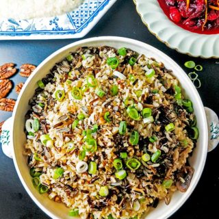 wild and brown rice side dish with pecans