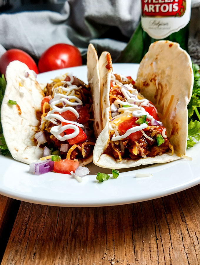 Chicken Tacos for a crowd in shaped tortilla