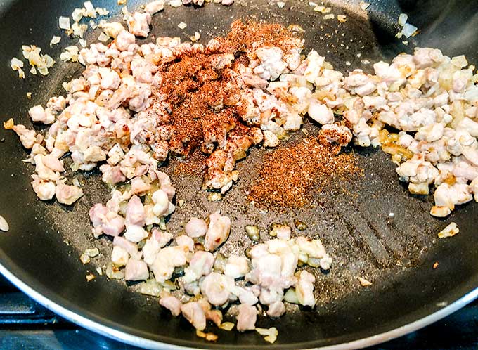 Cooking Chicken Taco meat