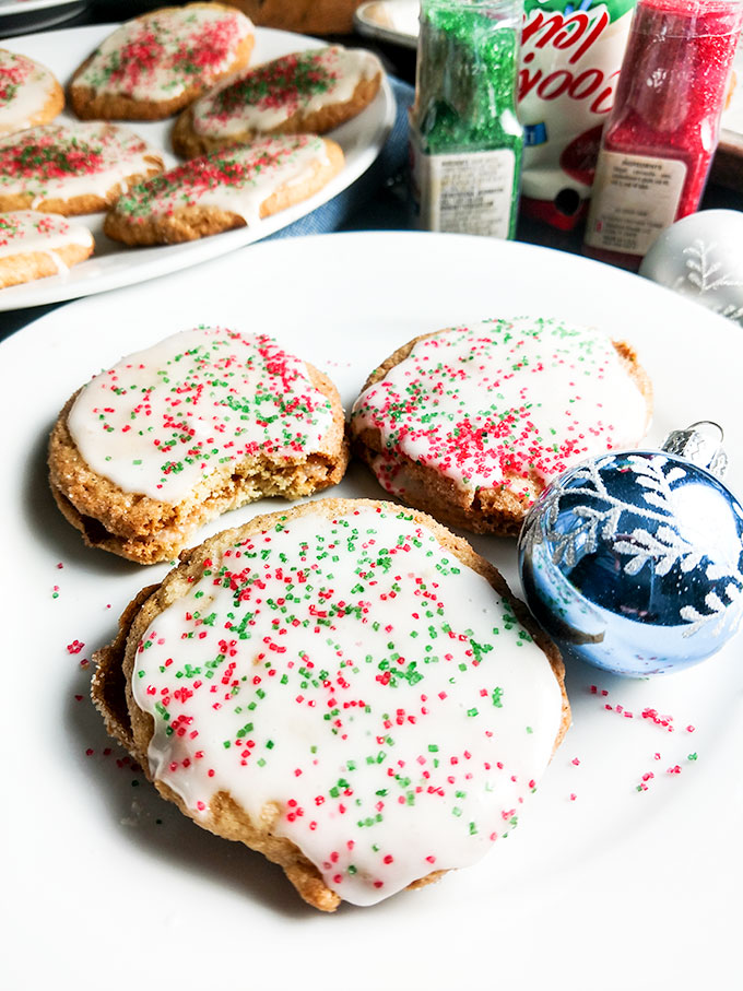 Mom's Christmas cookies iced with sprinkles