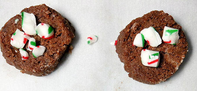 Christmas cookies with crushed candy canes before going in oven