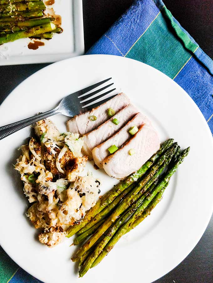 Roasted Cauliflower with pork chops