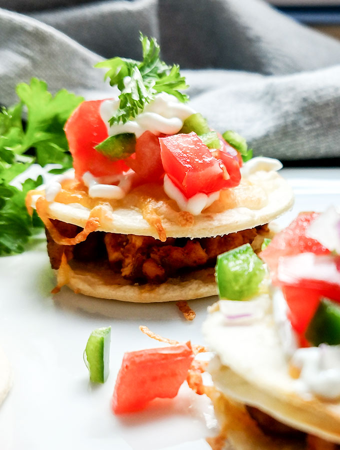 Bite size chicken taco appetizer