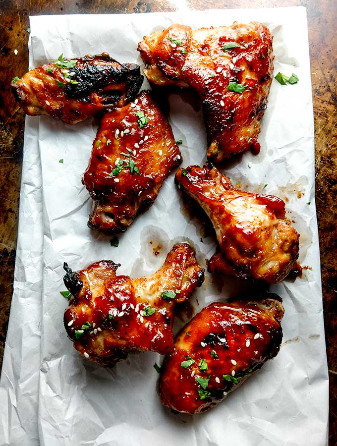 Asian chicken wings ready to eat