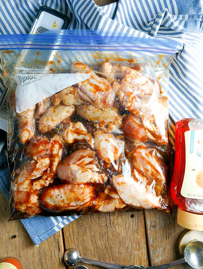 Marinating Asain chicken wings in resealable bag