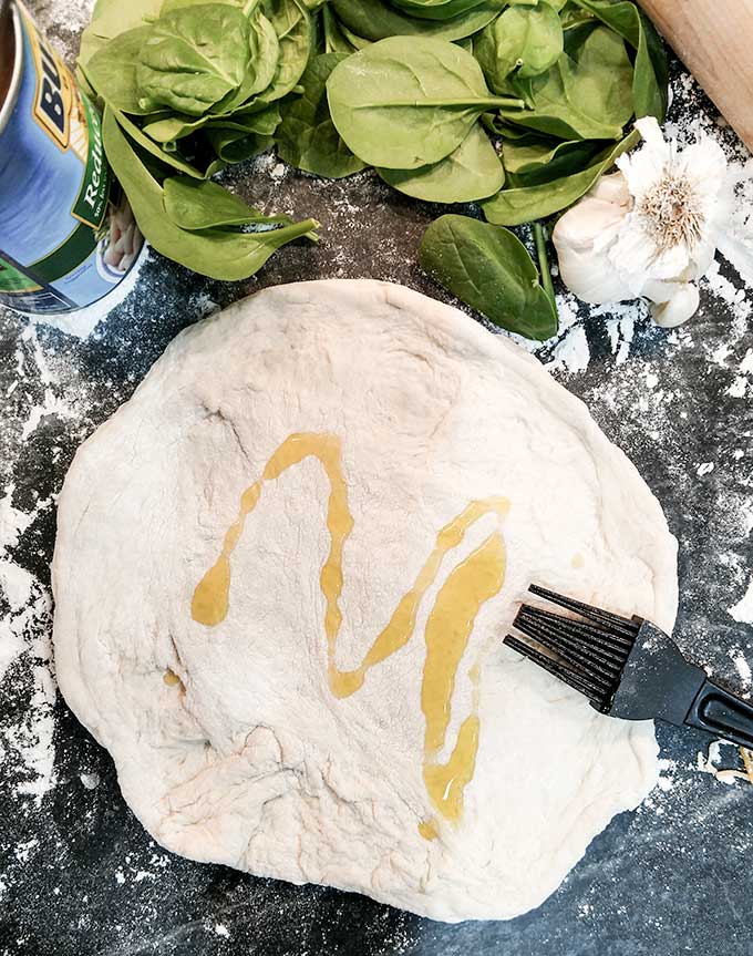 Dough for spinach and white bean pizza