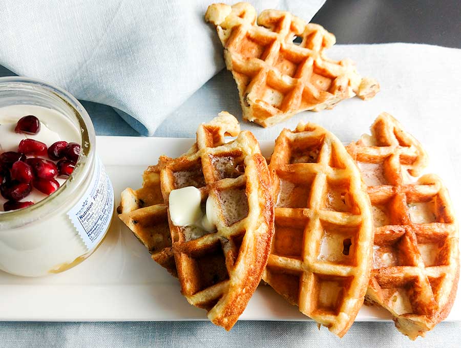 Buttermilk waffles with melted butter
