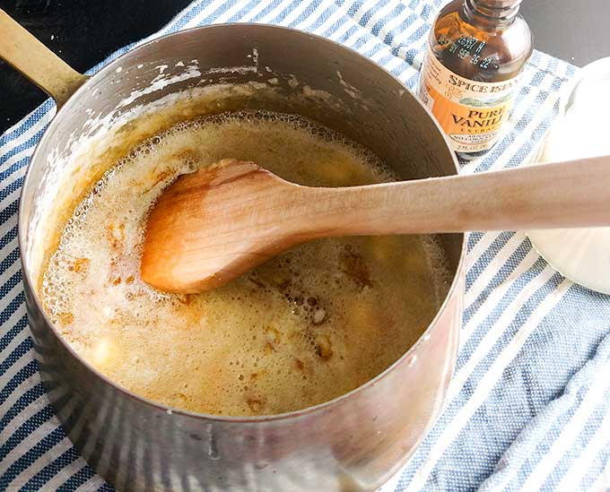 easy homemade salted caramel sauce after butter is added