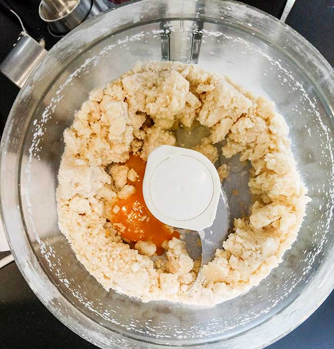 shortbread crust in coarse crumbs in food processor