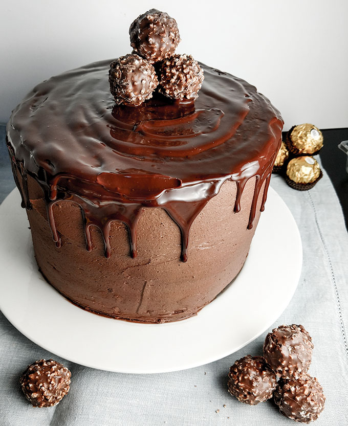 nutella buttercream frosting with ferrero rocher