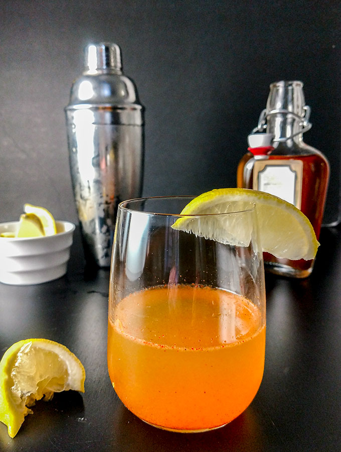 Ginger lemon mocktail with turmeric and cayenne
