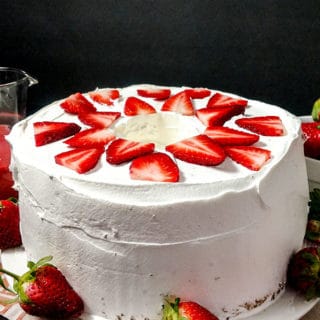 angel food cake with strawberries decorated