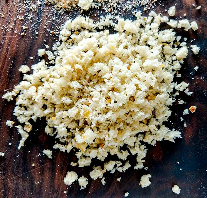 panko breadcrumbs on cutting board