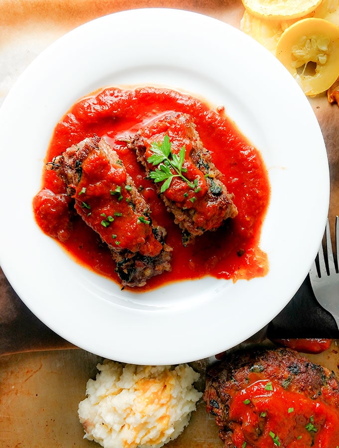 murphys Italian meatloaf with marinara sauce and sausage