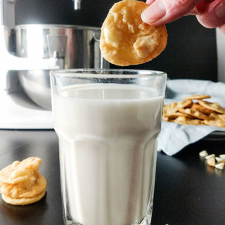 Bite size white chocolate macadamia nut cookies