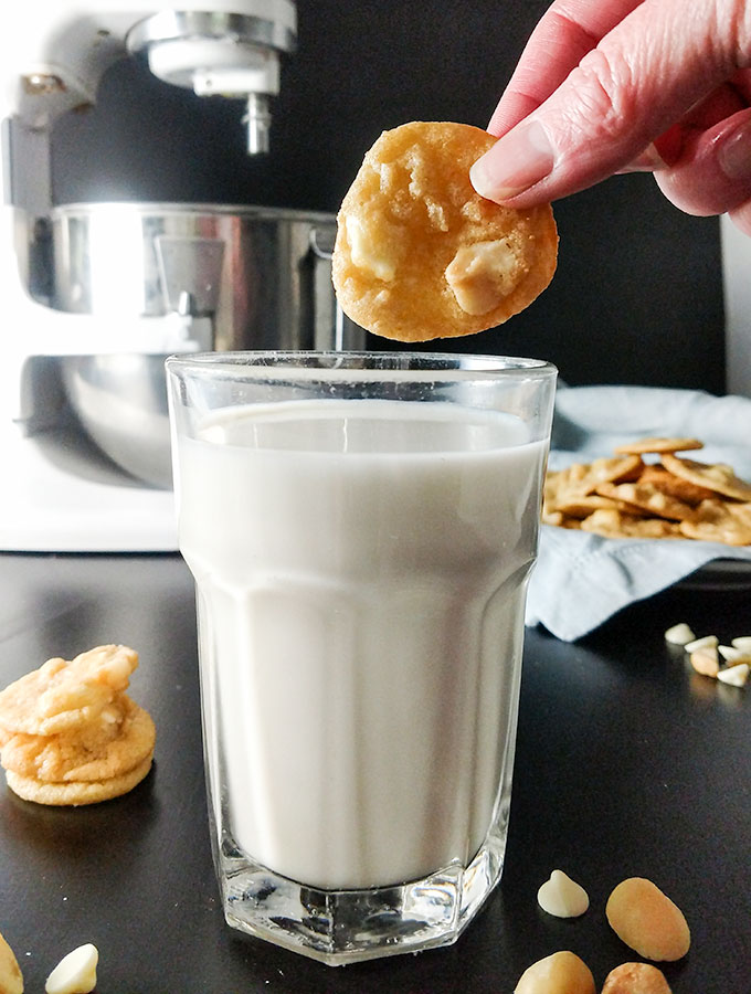 Bite size white chocolate macadamia nut cookies