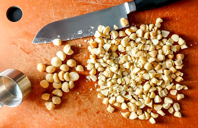 Chopping macadamia nuts