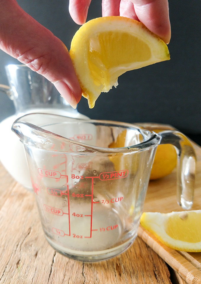 Homemade buttermilk with fresh lemon juice