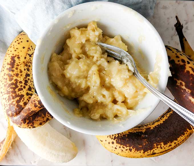 mashed banana for moist banana bread