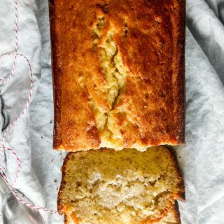 Banana bread with yogurt in cloth towel