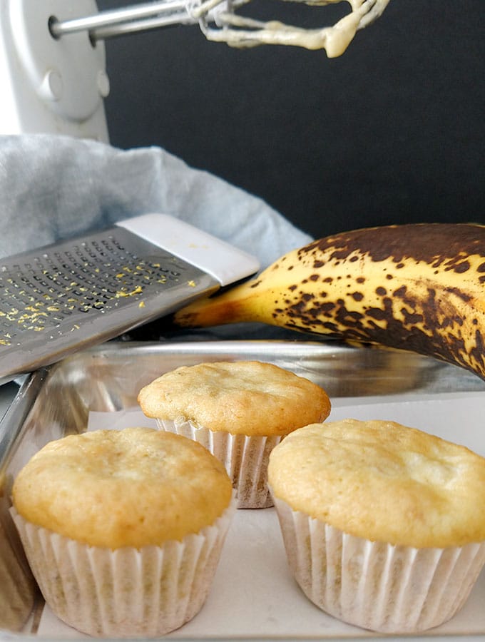 healthy mini banana muffins with ripe banana