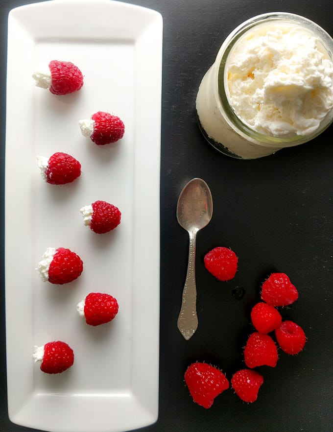 cream cheese fruit dip filled raspberries