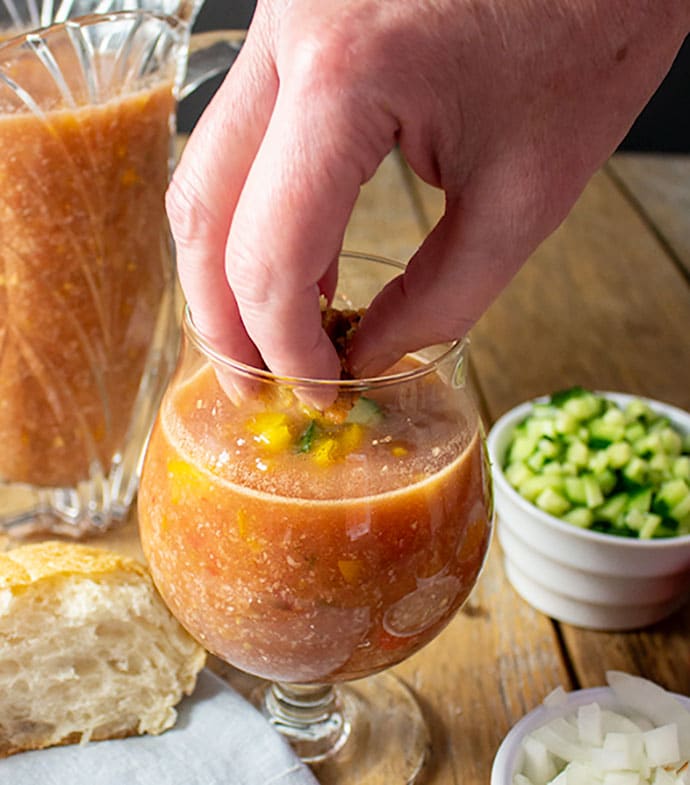 Adding toppings to Gazpacho