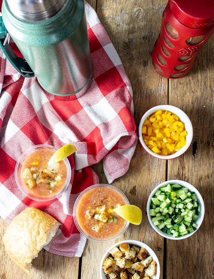 Toppings for picnic Gazpacho