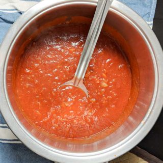 homemade enchilada sauce in pan