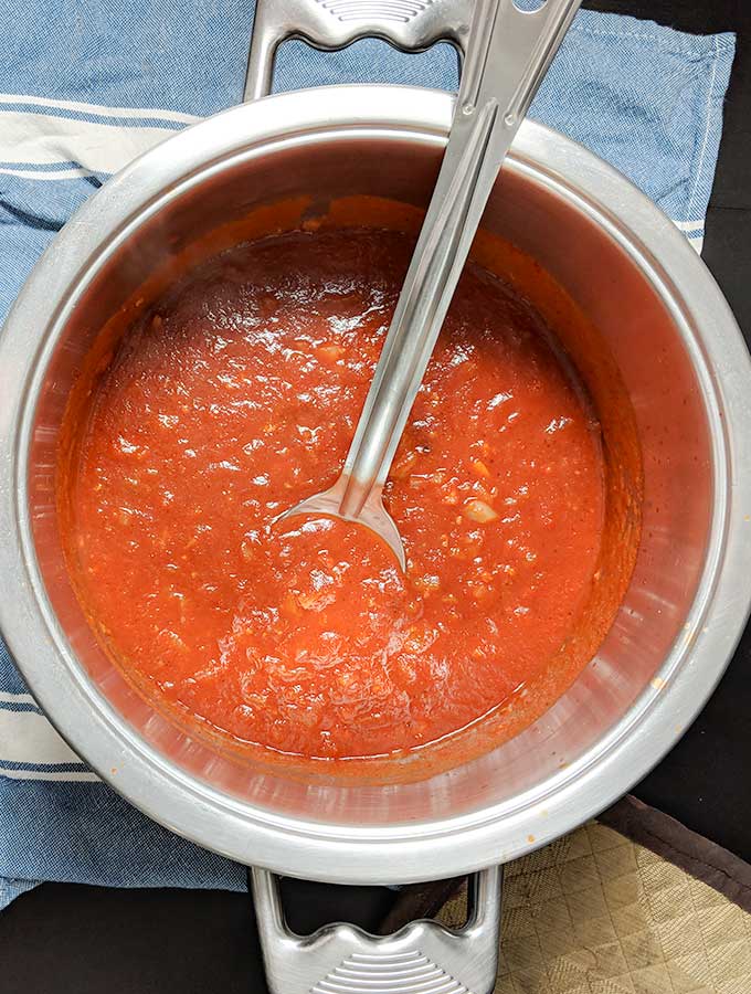 homemade enchilada sauce in pan