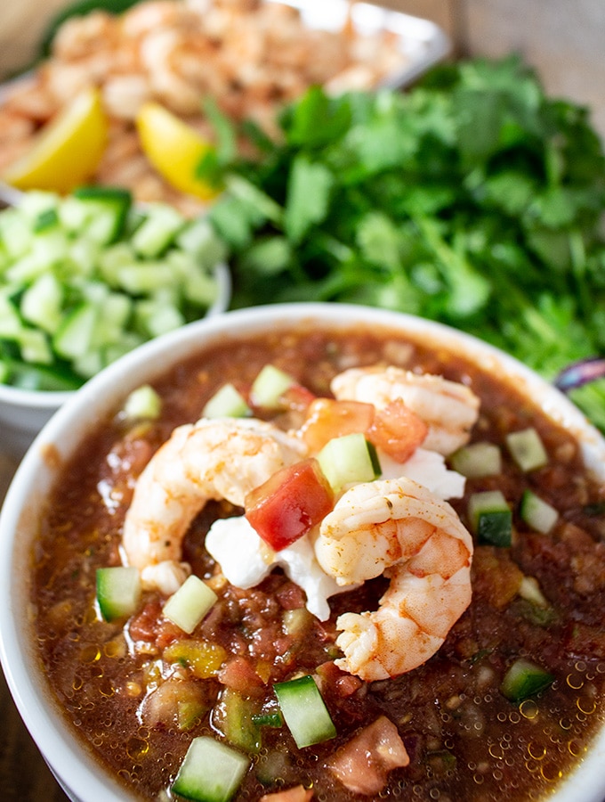 gazpacho with shrimp is a healthy 30 minute meal