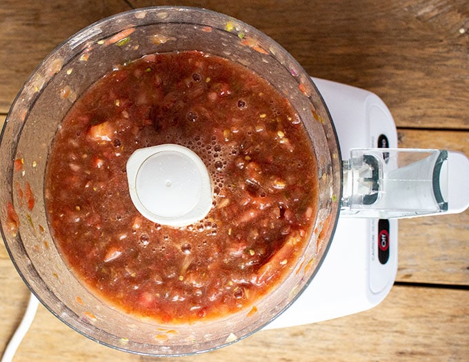 chopped tomatoes for Gaspacho with shrimp