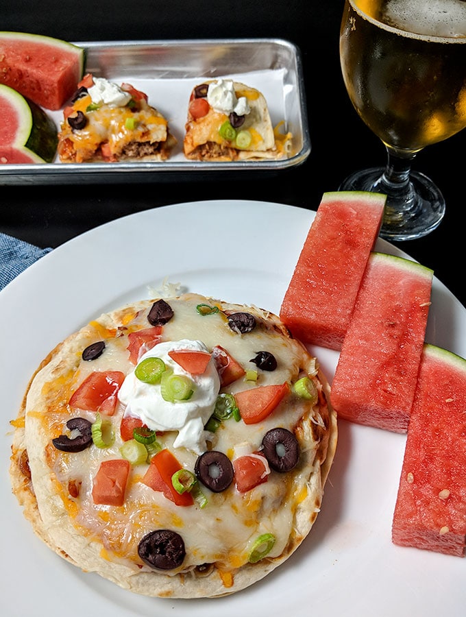 Mexican pizza with sides